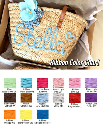 Summer Straw Bag, Beach Vacation Tote, Custom Letter Shoulder Bag, Hawaii Travel Handbag